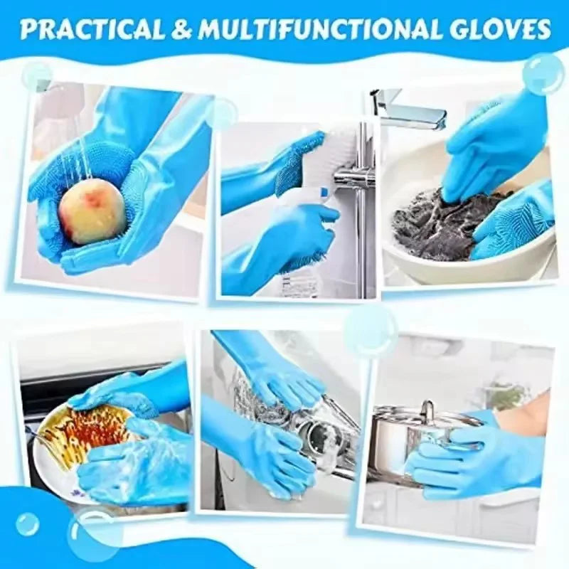 Pet Grooming Bathing Gloves Silicone Hair Removal Scrubber for Dogs Cats - Massaging Cleaning Tool