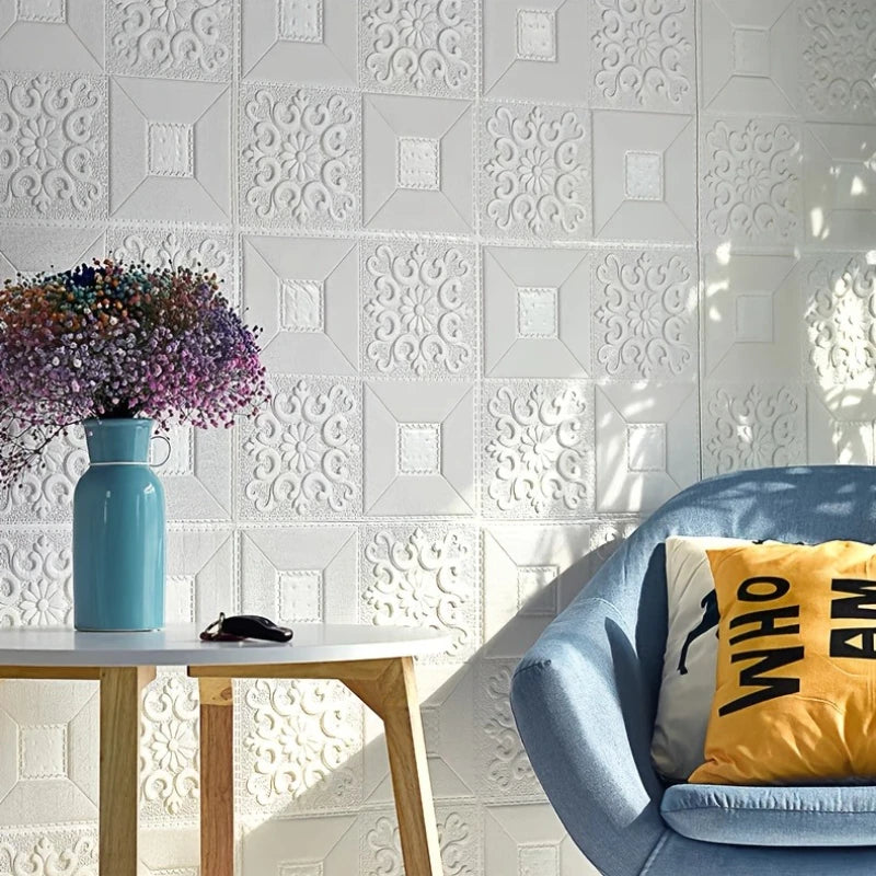 40pcs Self-Adhesive Foam Wallpaper 35cm x 35cm Waterproof & Stain-Resistant