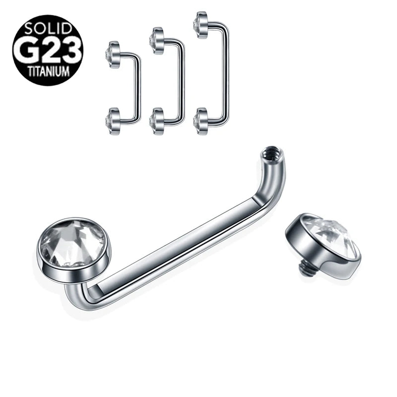 Titanium External & Internal Thread Surface Bar Piercing Jewelry 16G 14G