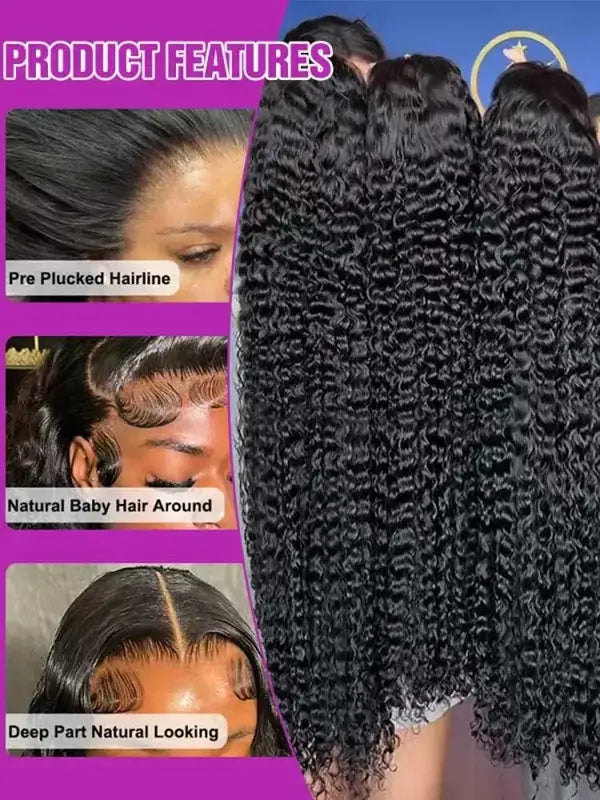 250% Density Lace Front Wig 13x6 Transparent HD Jerry Curly Human Hair