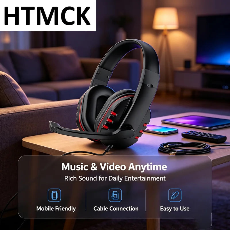 Wired Gaming Headset with Microphone for PS4 PC - Immersive Stereo Audio