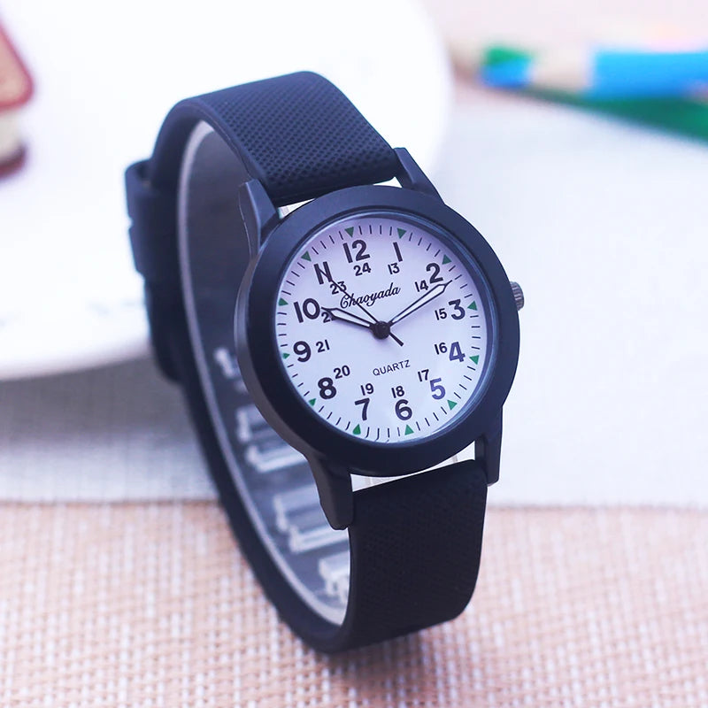 Children's Luminous Sports Watch with Silicone Strap - Waterproof Quartz Wristwatch