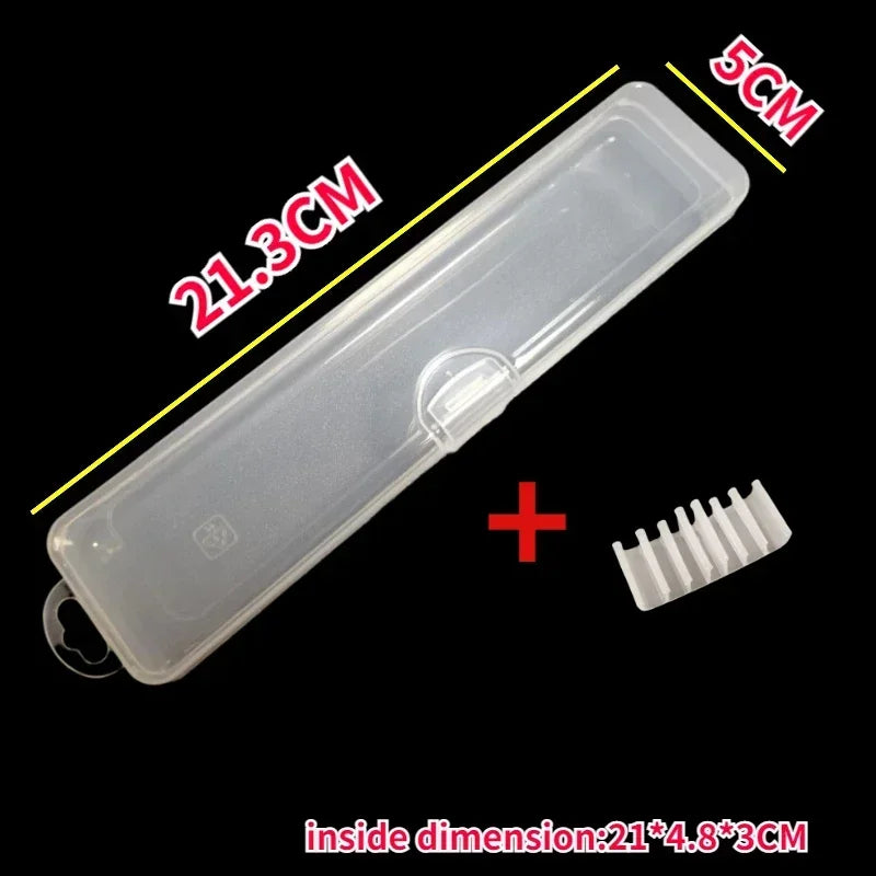 Portable Makeup Brush Organizer with Cover - Transparent Plastic Storage Box for Vanity and Travel