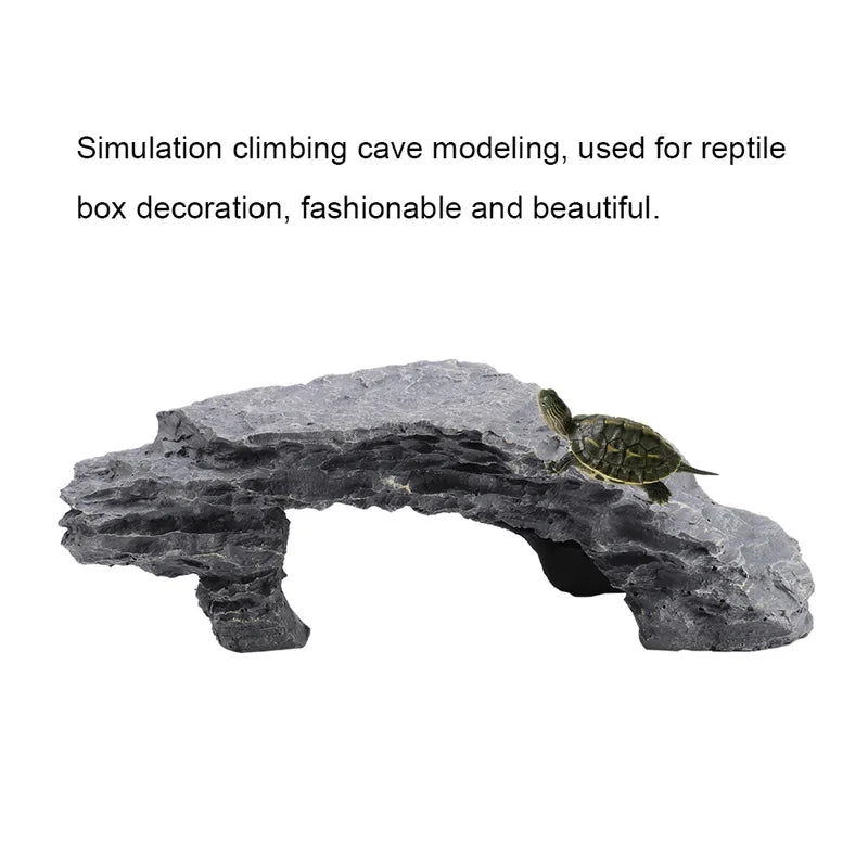 Reptile Aquarium Hiding Cave with Climbing Platform for Tortoise Reptile Habitat Decor