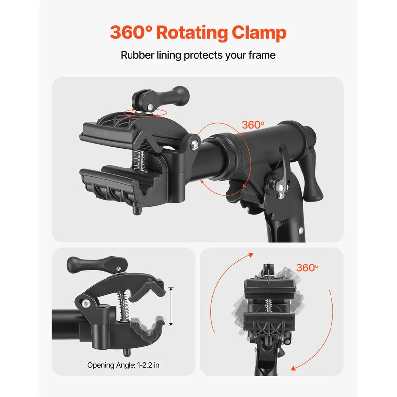 Heavy-Duty Bicycle Repair Stand with 360° Clamp and Tool Tray - Supports 85 lb