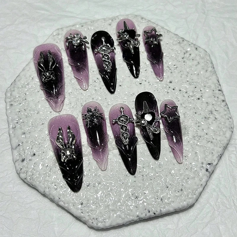 Y2K Halloween Fake Nails Set - 10 Pairs Detachable Press-On Nails for Spooky & Stylish Manicure