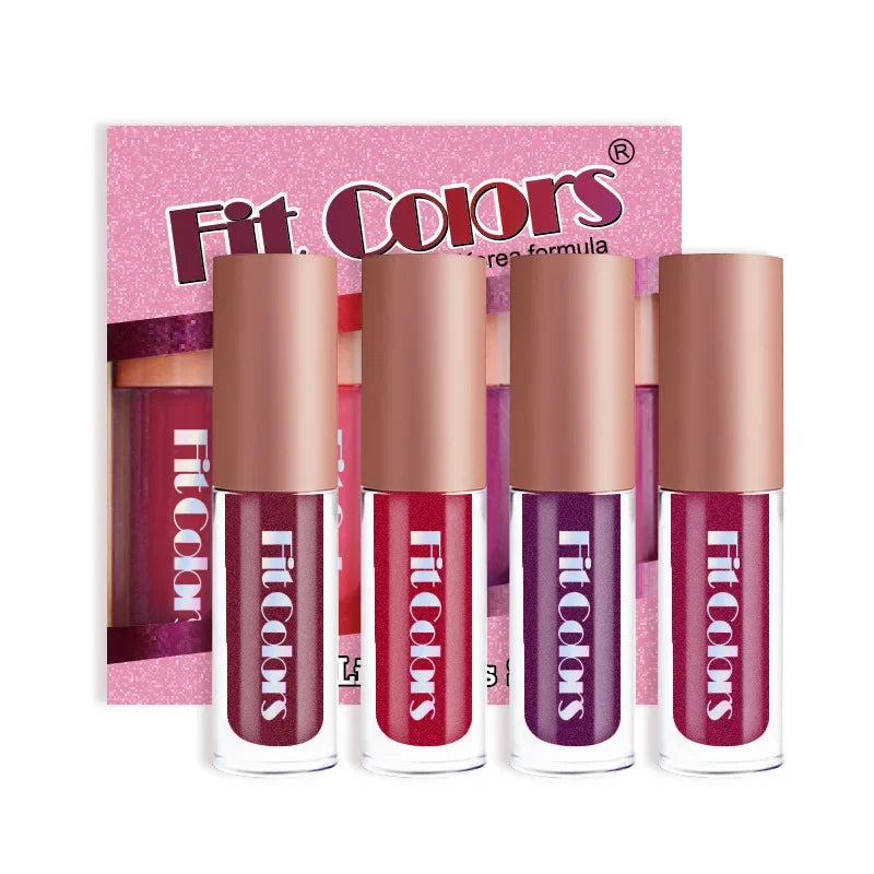 Lip Gloss Set - Metallic No-Stick Pearly Glitter Matte Lip Liquid Kit 4Pcs
