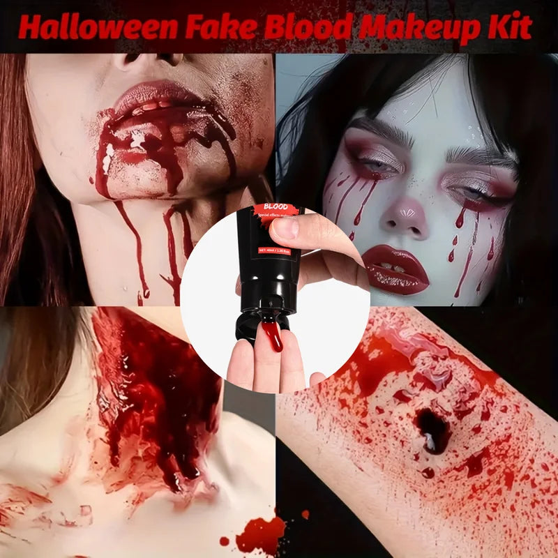 Halloween Fake Blood Gel Set – Realistic Special Effect Blood for Costume Makeup, Zombies, Vampires, Horror Scenes