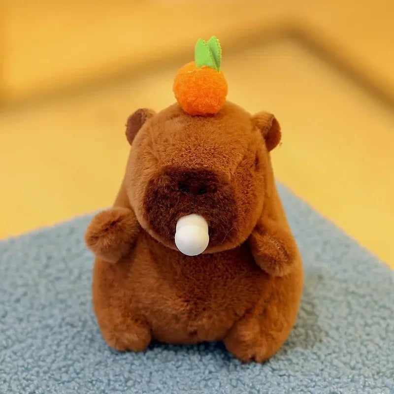 Cute Capybara Plush Keychain with Bubble Blower - Portable Animal Gift