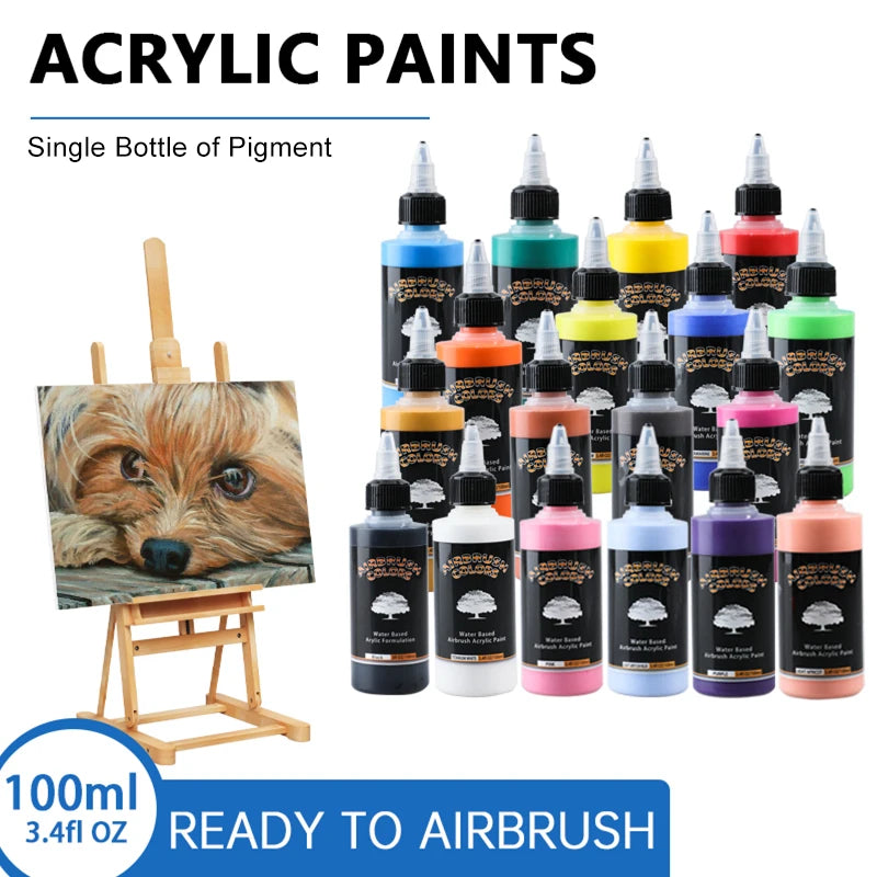 Airbrush Acrylic Paint Set - 100ML DIY Art & Craft Ink for Modeling Textile Wood