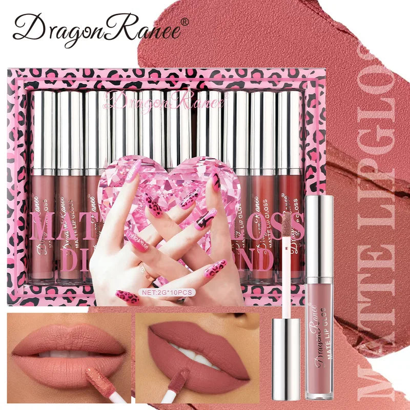 Long Lasting Waterproof Velvet Matte Lip Gloss Set Hydrating Non-Stick Lipstick