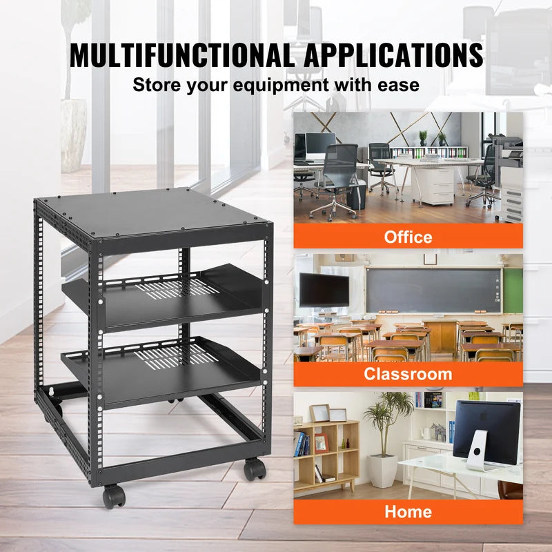 Open Frame Server Rack 12U/15U/20U with Adjustable Depth for Network Equipment