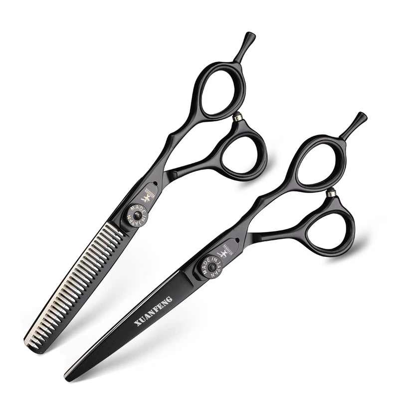 6 Inch Hair Cutting Scissors with Double Color Spring Clip Screw - Professional Thinning & Barber Shears