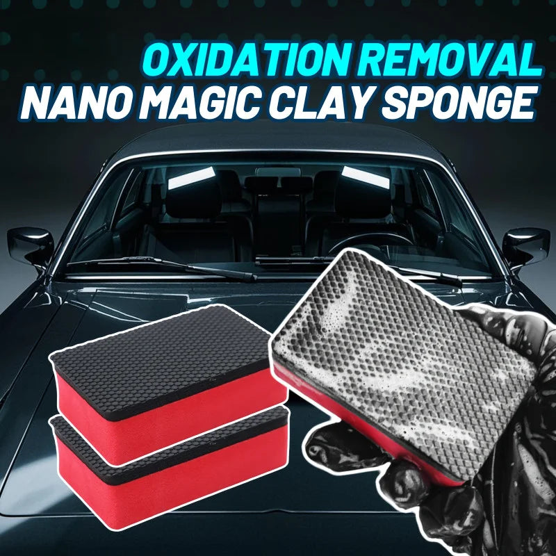 Nano Clay Car & Multi-Surface Cleaning Sponge Set - Scratch Safe & Anti-Slip EVA Grip
