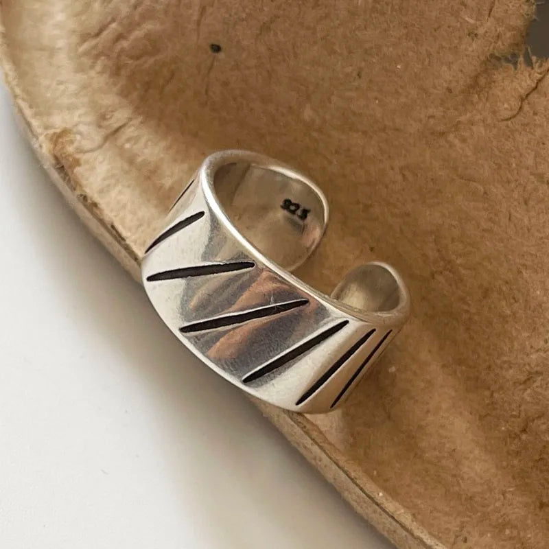 Adjustable Geometric Sterling Silver Rings for Women - Vintage Style Jewelry
