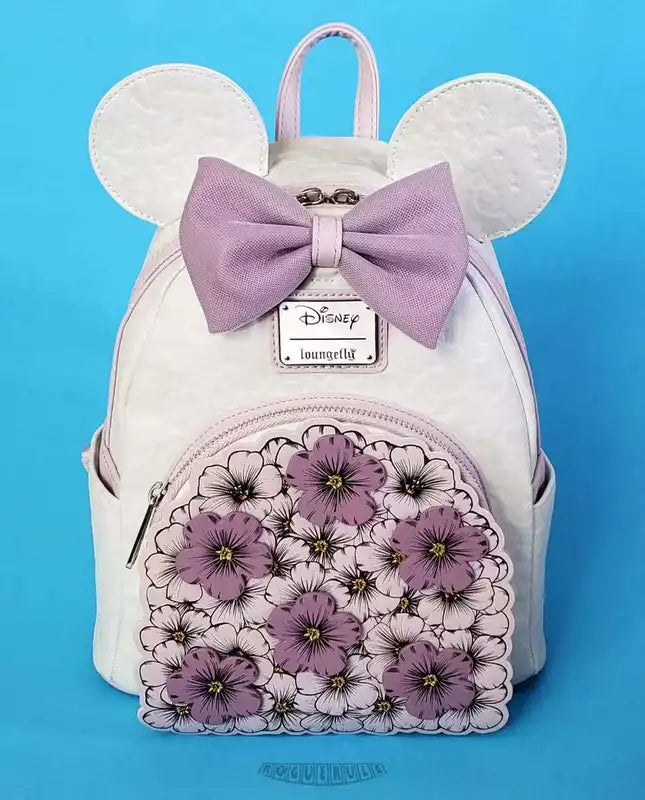 Cute Mickey and Minnie Floral Cat Mini Backpack for Women - Double Shoulder Bag Purse