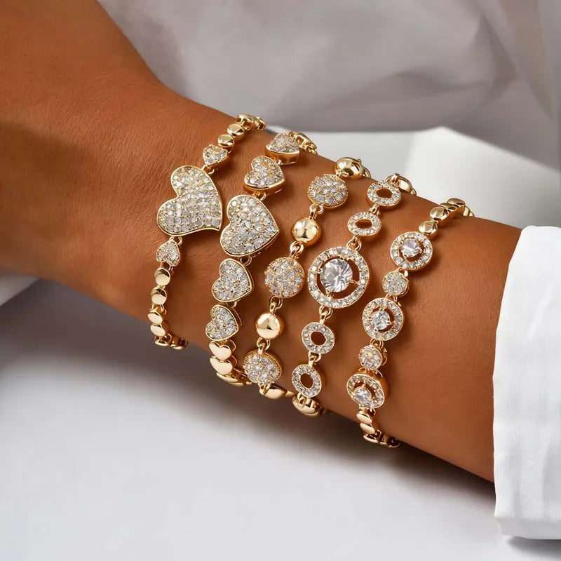 Hip Hop Rock Style Tennis Bracelet 18K Gold Plated Zirconia Crystal Jewelry for Women