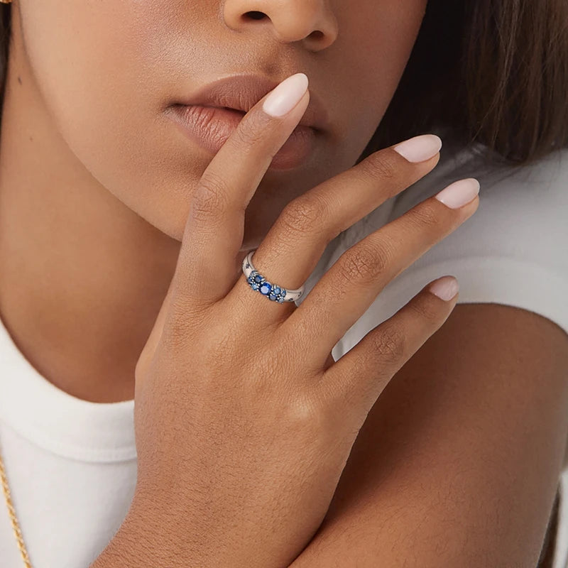 Sterling Silver Star Sun & Starry Sky Ring for Women Wedding Anniversary Jewelry