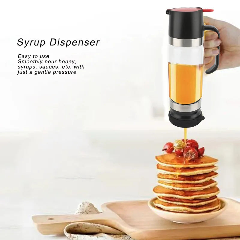 Honey Dispenser 350ml Glass Syrup Bottle with Handle Drip-Free Pouring