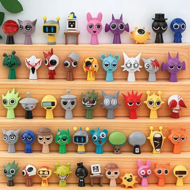 24/48pcs Anime Action Figures Toy Set Sprunki Cartoon Game Collectibles