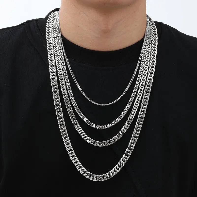 Stainless Steel Chain Necklace for Men Women - Adjustable Length & Colors