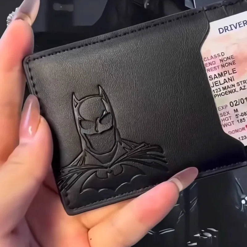 Leather Bat Wallet with Superhero Mask Card Holder - Personalized Gift