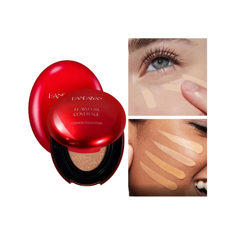 Long Wear Air Cushion Foundation with Concealer & Natural Finish - Lightweight, Oil-Free Makeup Base for Women