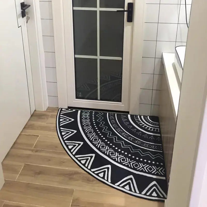Nordic Fan-Shaped Corner Carpet - Washable Irregular Triangular Floor Mat