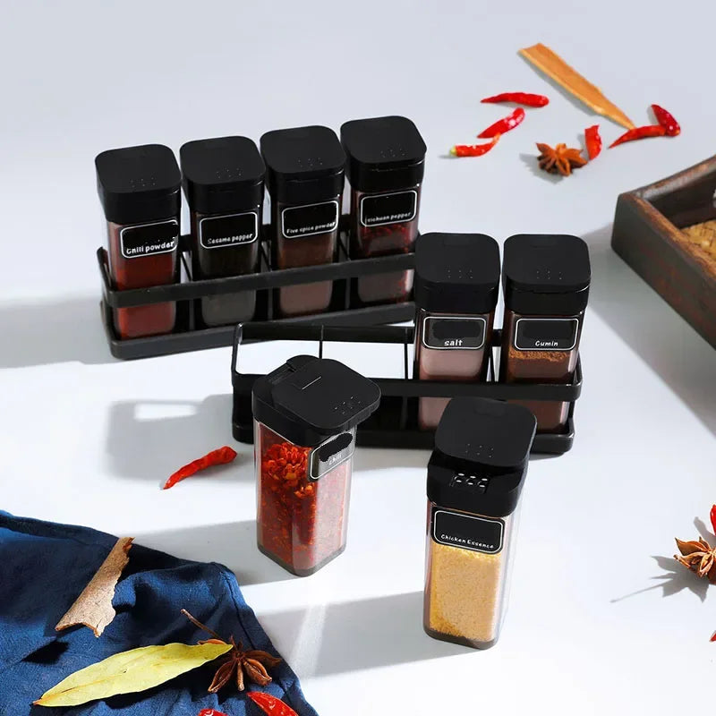 Stackable Spice Organizer Set with Airtight Lids - Space-Saving Kitchen Jars