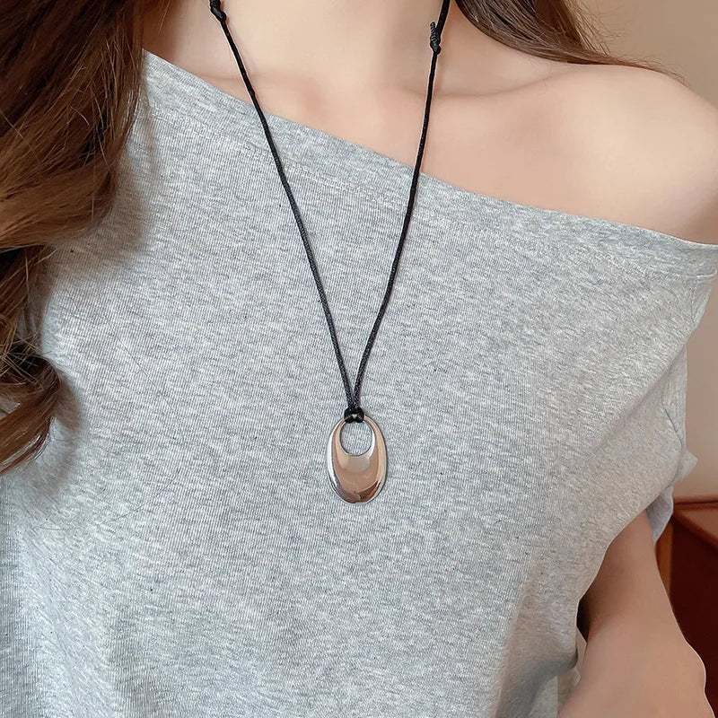 Adjustable Metal Spiral Vortex Necklace with Flower Pendant for Women Jewelry