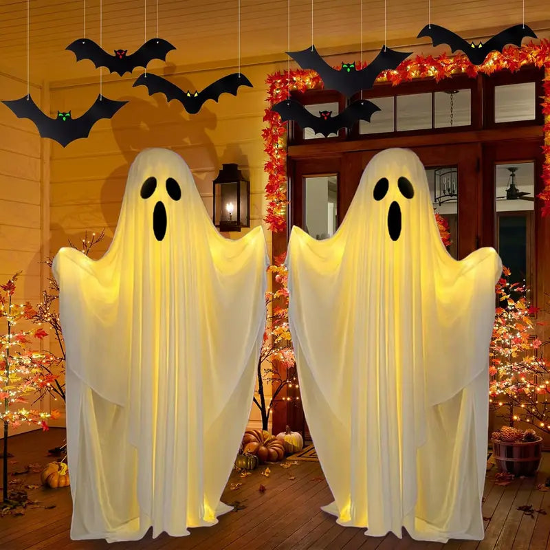 Life-Size Scary Ghost Halloween Decoration - Glow-in-the-Dark Outdoor Figure