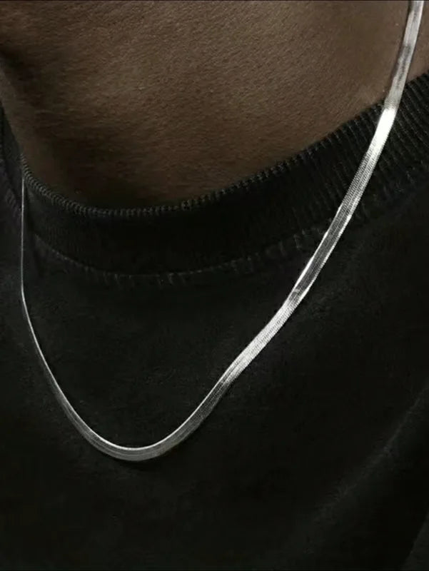 Snake Chain Necklace 3mm Gold Plated Stainless Steel Flat Jewelry for Men Women