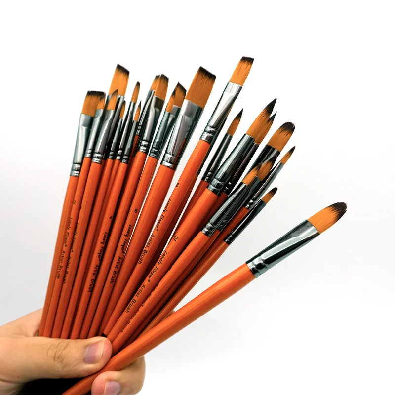 Paint Brushes Set of 6 / 24pcs Artist Brushes with Wooden Handles for Watercolor & Acrylic