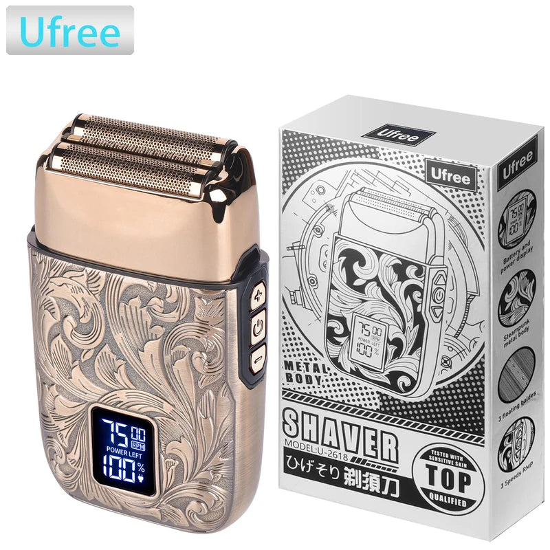 Ufree Electric Foil Shaver for Men - 3-Speed Bald Head & Face Trimmer with LCD