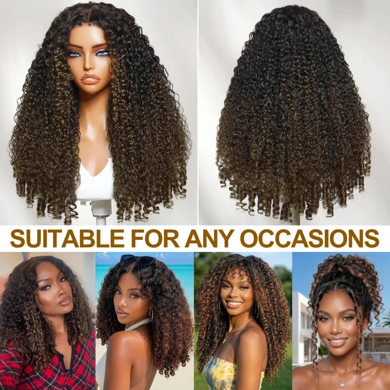 7x5 Lace Burmese Curly Wig with Finger Coil Ends - Glueless, Pre-Styled Human Hair