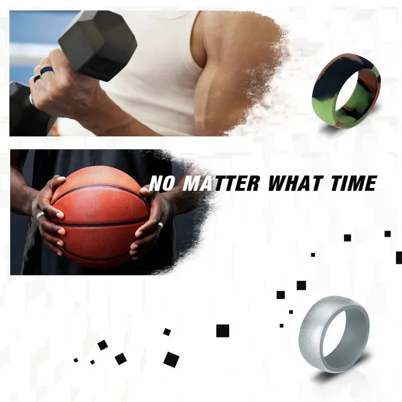 Sports Silicone Finger Rings for Men - Hypoallergenic Flexible Exercise Bands