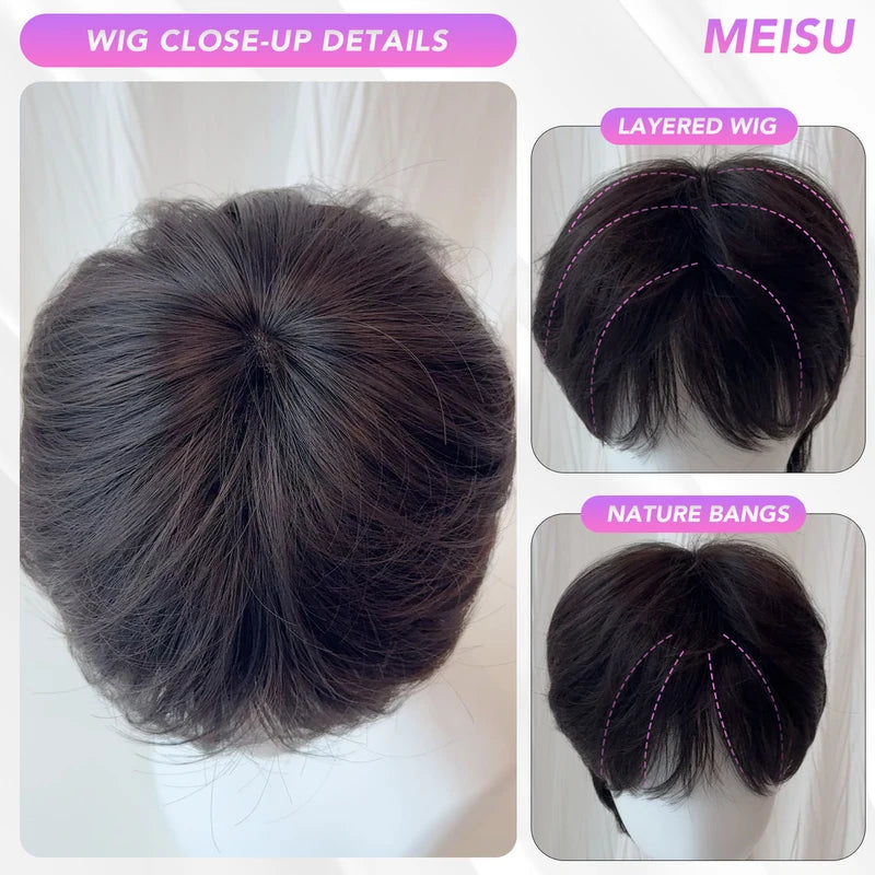 Short Boy Bangs Wig for Men - 10 Inch Synthetic Heat-Resistant Casual Style