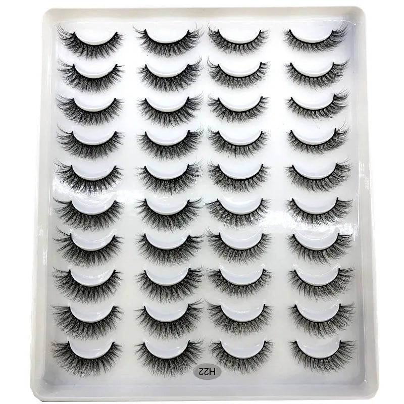False Eyelash Pack 20 Pairs Fluffy Wispy Volume Reusable Strip Lashes