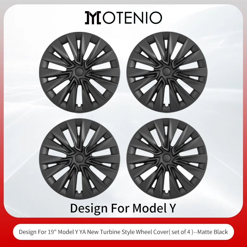 4PCS Silver Black Turbine Style Hubcaps for Tesla Model Y 2020-2024 - Wheel Cover Replacement