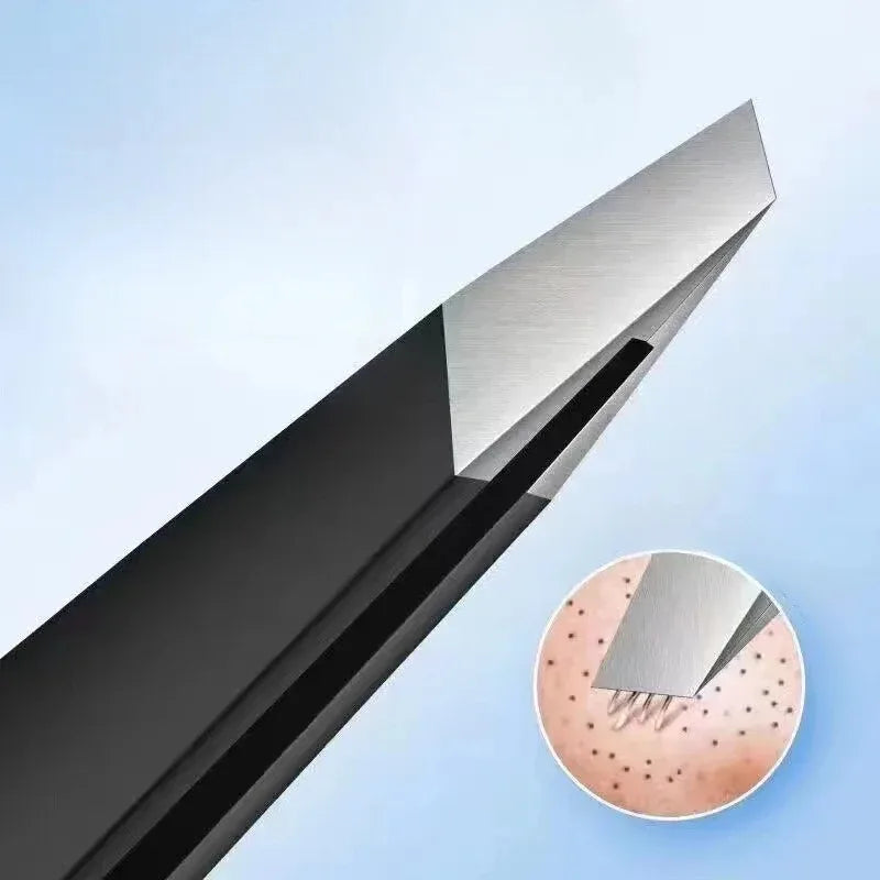 Stainless Steel Eyebrow Tweezer Set with Slant, Flat, Hook & Point Tips - Beauty Tools for Eyebrow Shaping & Ingrown Hair Removal