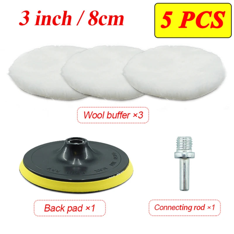 Car Polishing Wool Pads Set - 3 to 7 Inch Buffing Wheel Pads for Auto Paint Care
