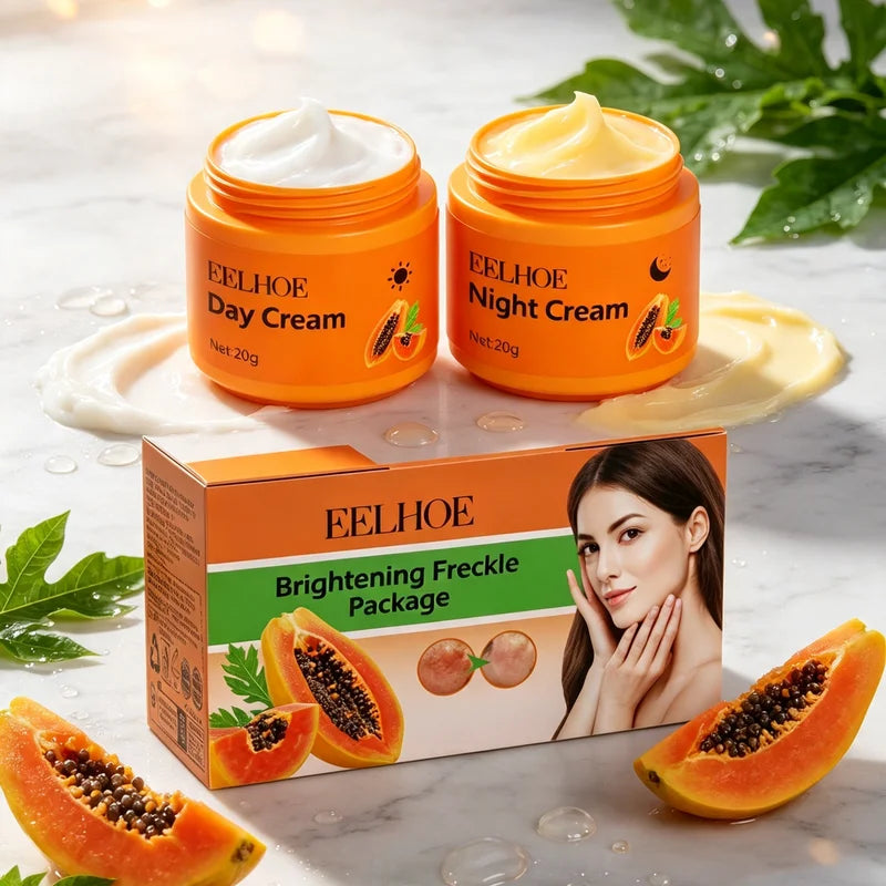 Whitening Freckle Cream Set with Papaya Extract for Dark Spot & Skin Brightening 40g