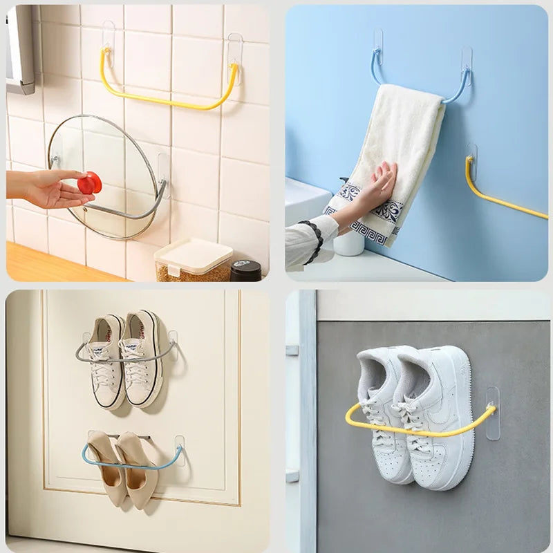 4PCS Wall-Mounted Shoe Rack Hooks Organizer Bathroom Storage Slipper Hanger