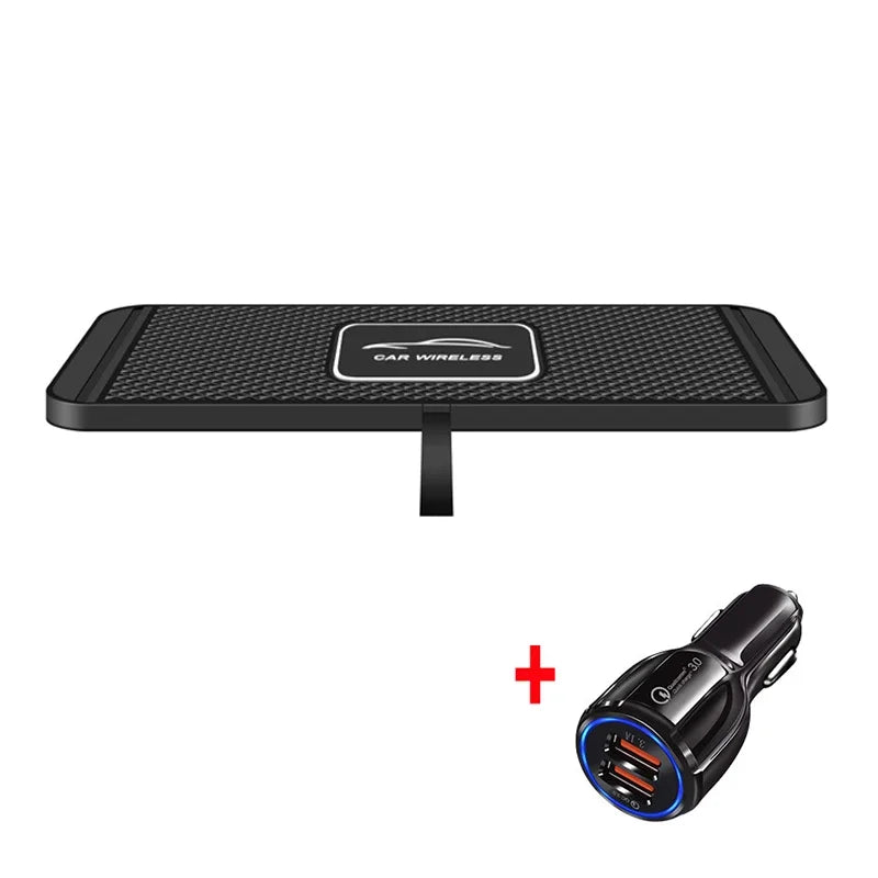 Wireless Car Charger Silicone Pad Stand for iPhone, Samsung, Xiaomi & Huawei