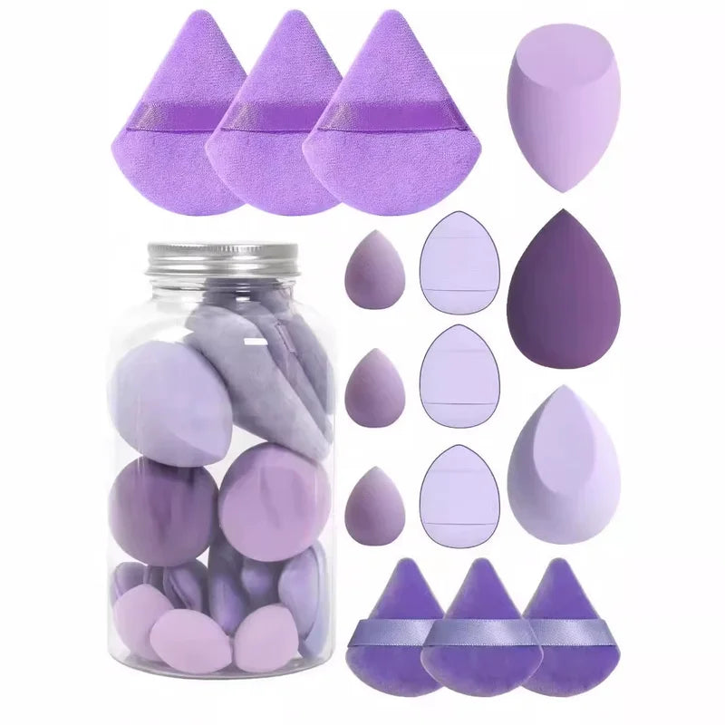 12/15Pcs Makeup Sponge Set with Blenders and Powder Puffs - Multiple Colors