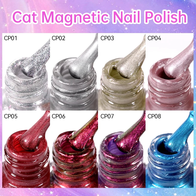 7ml Magnetic Nail Polish Kit Bright Pearl Effect No Lamp Needed - Multiple Colors