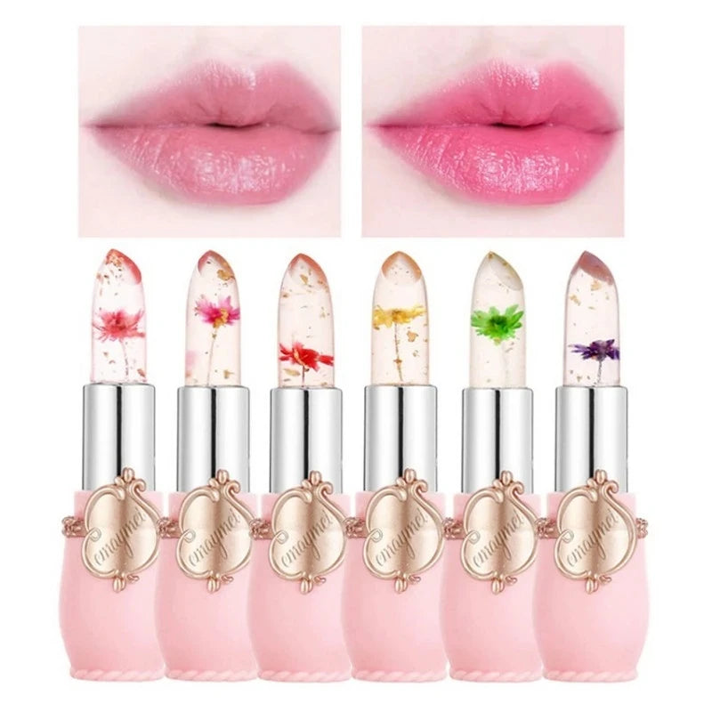 Color-Changing Flower Jelly Lipstick Set - Long Lasting Hydrating Lip Gloss
