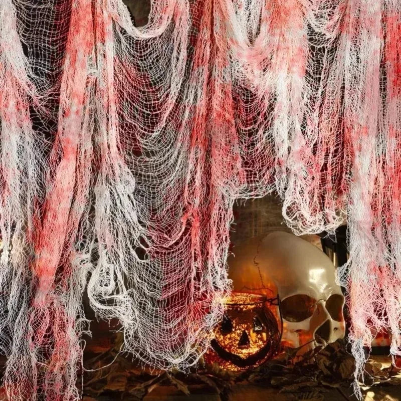 Halloween Bloody Black Gauze Creepy Cloth for Horror Party & Haunted House Decor