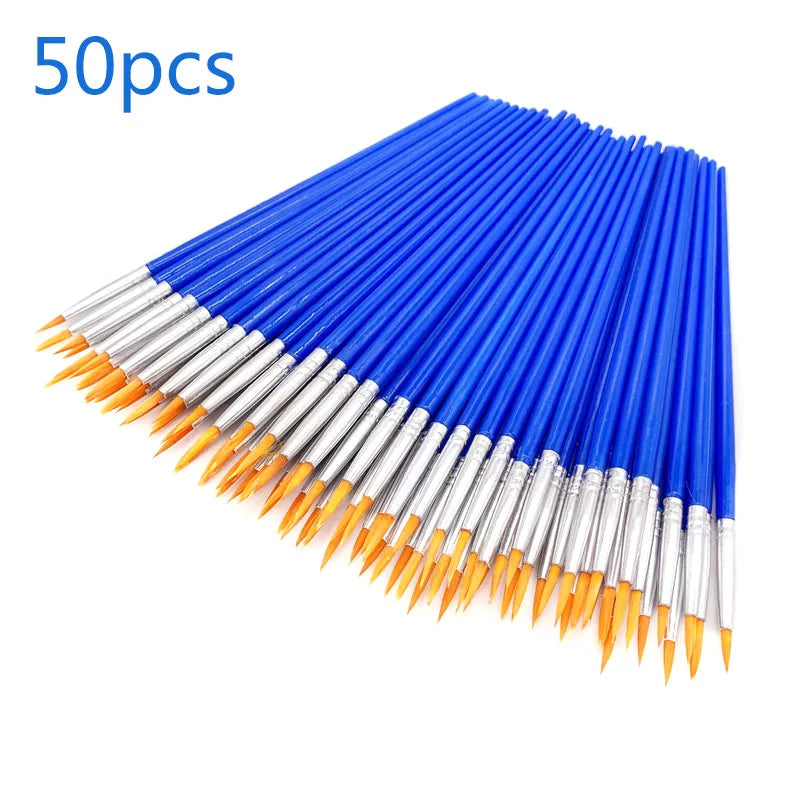 50 Pcs Flat Paint Brushes Set Small Art & Crafting Painting Tools