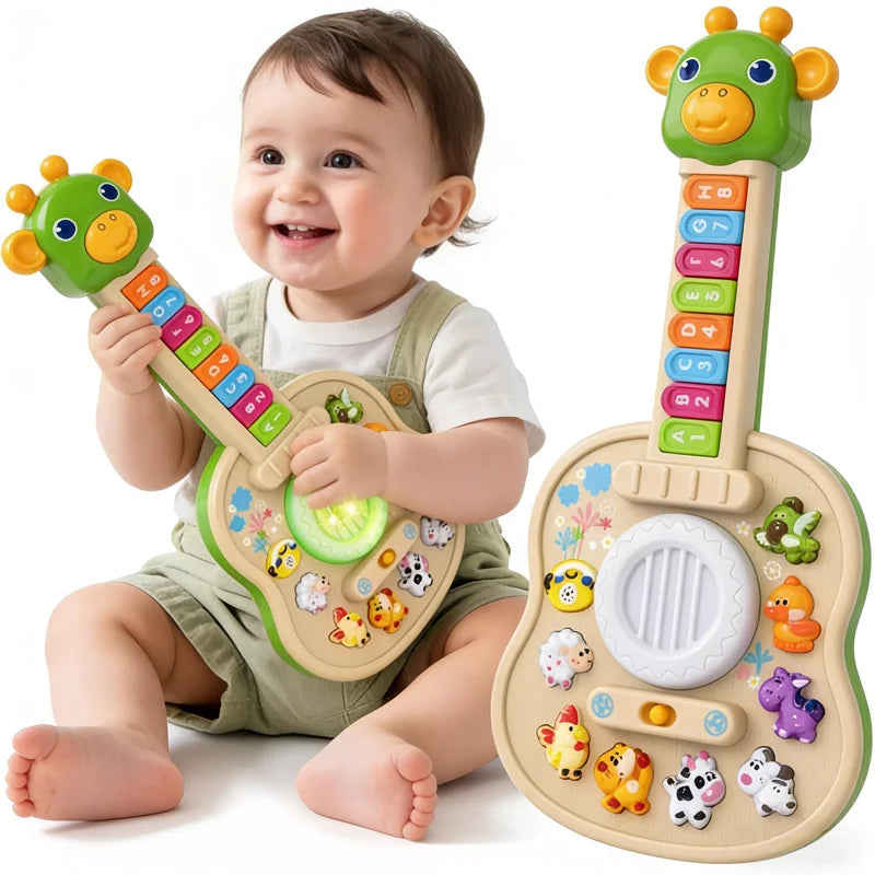 Children's Electronic Guitar with Animal Sounds Lights & Melodies Educational Toy
